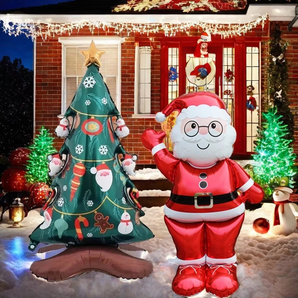 1Pcs Large Christmas Balloon Inflatable Giant Standing Santa Claus Xmas Foil Ballons Kids Toy Globos Merry Christmas Decor Props