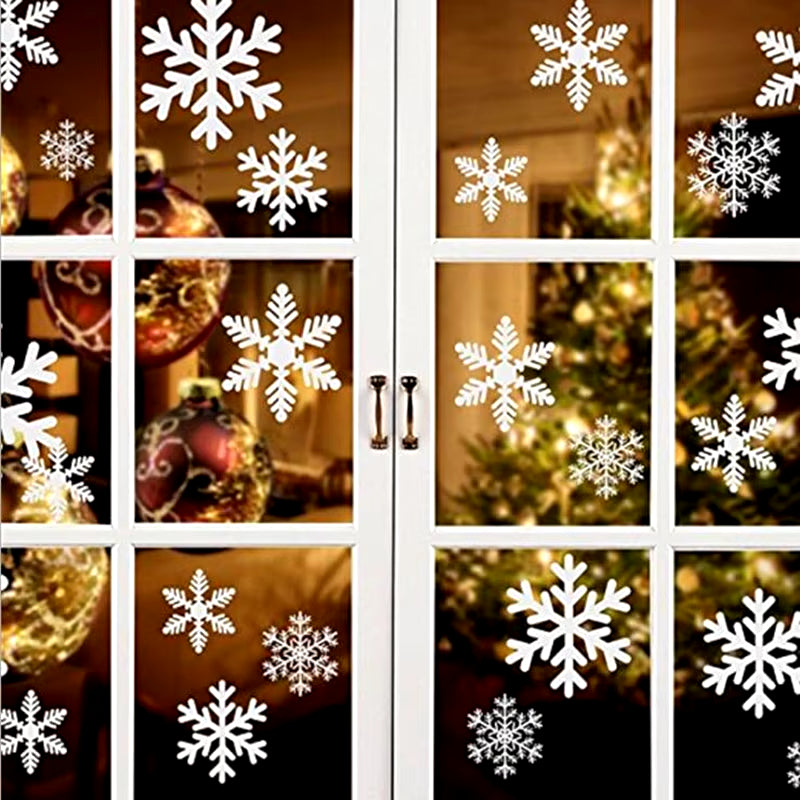 27Pcs White Snowflake Window Decals Stickers Christmas New Year Winter Room Wall Stickers Merry Christmas Decorations for Home