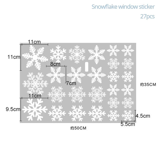 27Pcs White Snowflake Window Decals Stickers Christmas New Year Winter Room Wall Stickers Merry Christmas Decorations for Home